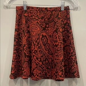 Floral burnt orange  and Black Skirt skater style mini